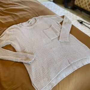 Madewell Cream Pocket Ribbed Knit Sweater, Size XS